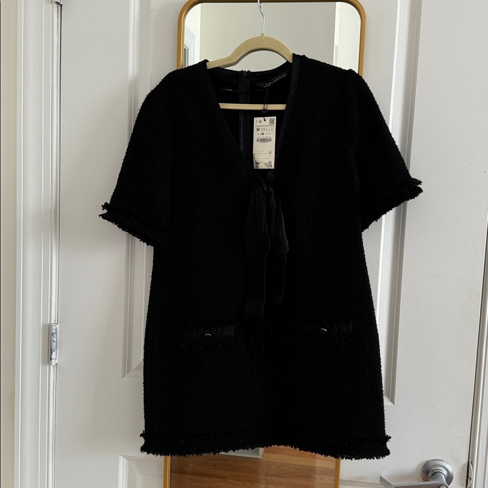 [New with Tags] Zara Black Tweed Dress (Size M)